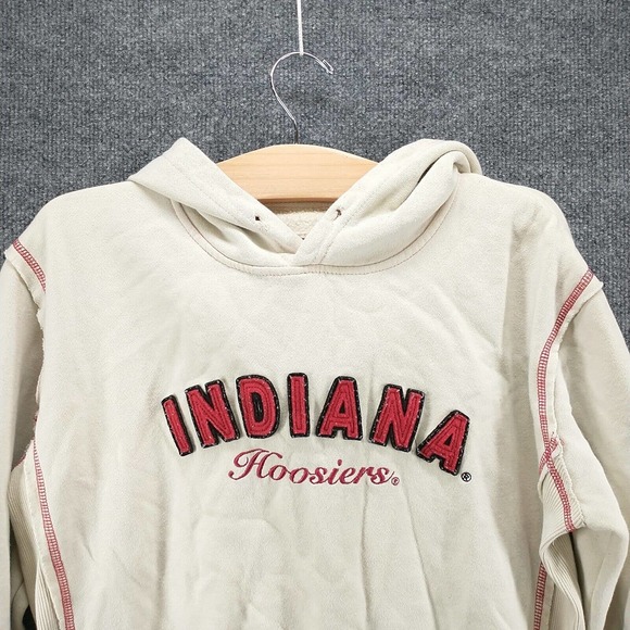 Colosseum Athletics Womens Indiana Hoosiers Pullover Hoodie Cream XL Embroidered - Picture 4 of 14